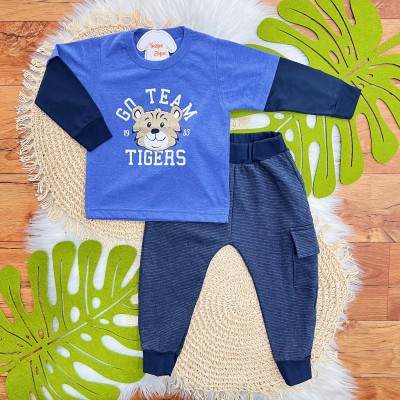 Conj. Blusa Manga Longa Go Team Tigers e Calça de Moletom - Azul Royal